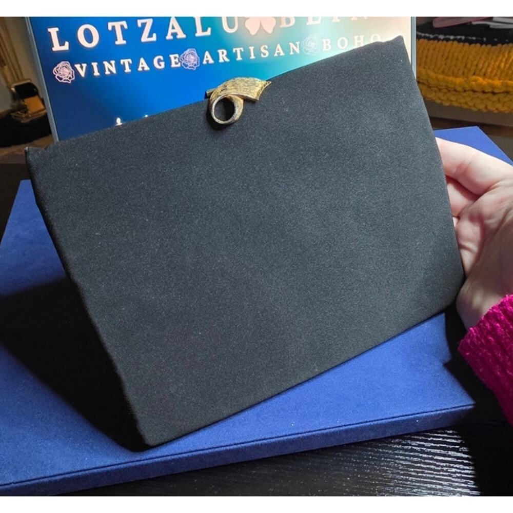 Vintage HL Harry Levine Admiral Black Evening Clutch with Mini Coin Purse - Picture 3 of 13